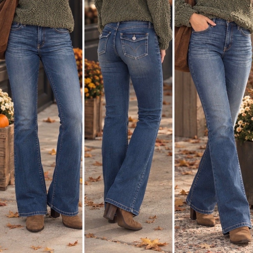 INC Curvy Fit Bootcut Jeans 6S Short Blue Denim Y2K